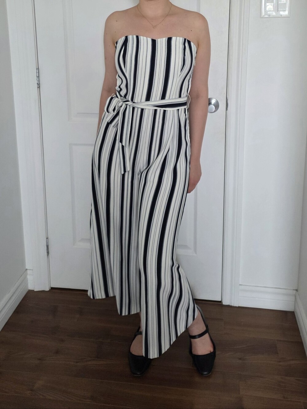 Striped Wide-Leg Jumpsuit - Black & White